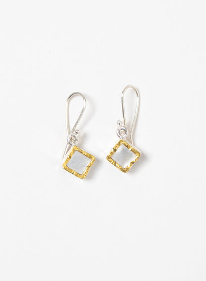 Gold Square Mother of Pearl Earrings