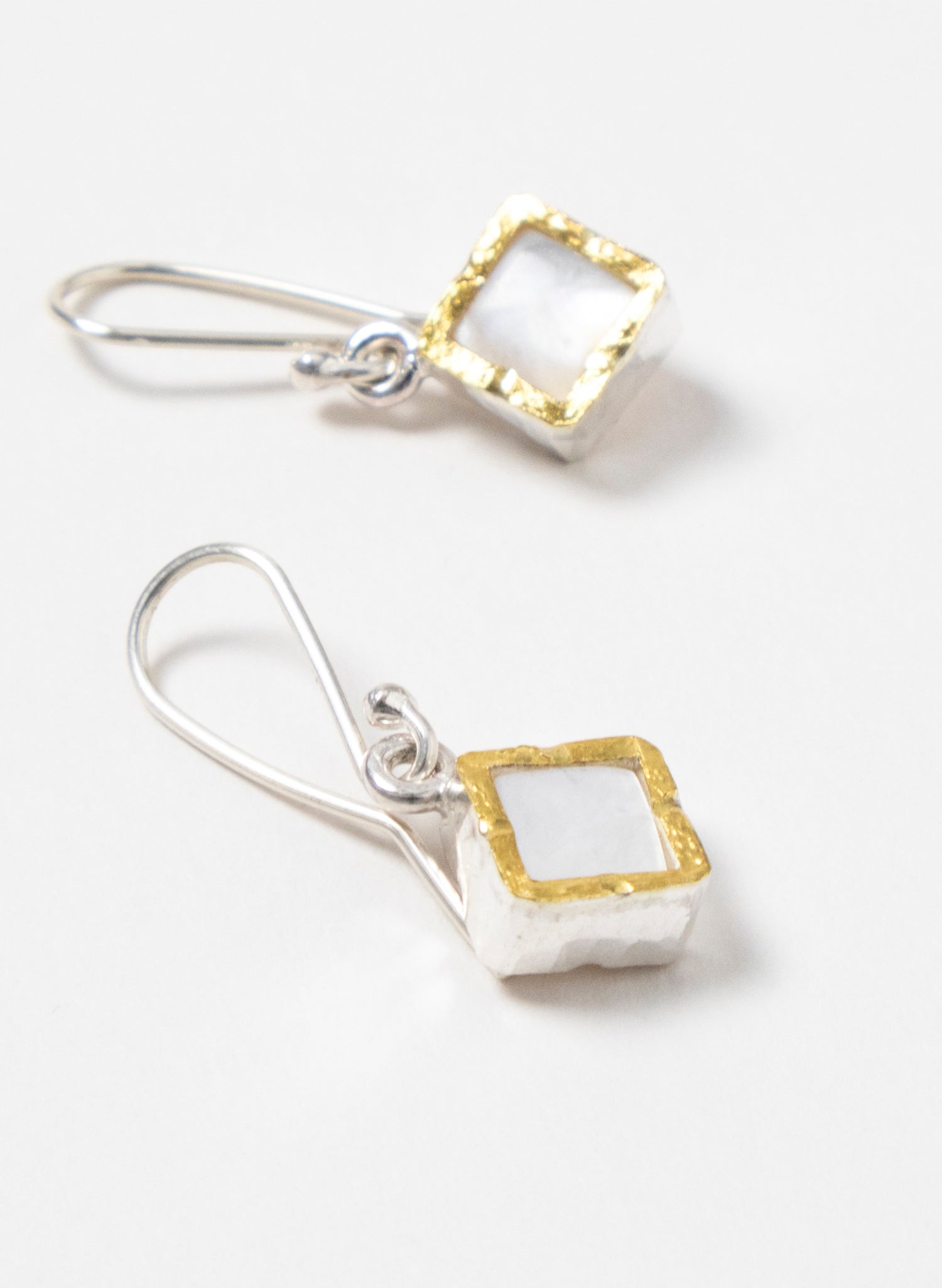 Gold Square Mother of Pearl Earrings