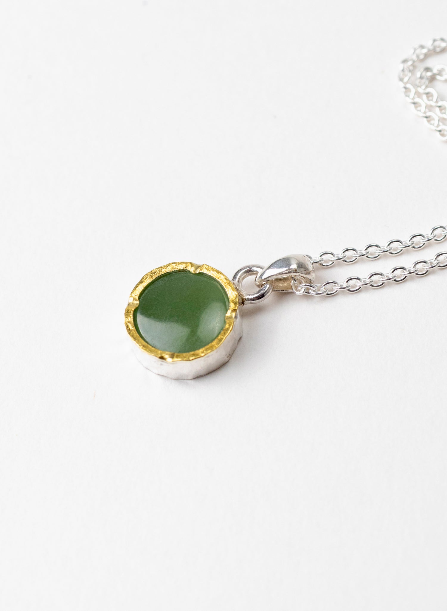 Round Pounamu Pendant with 22ct Gold