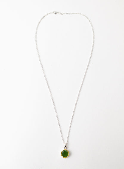 Round Pounamu Pendant with 22ct Gold