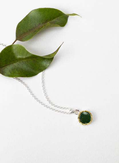 Round Pounamu Pendant with 22ct Gold