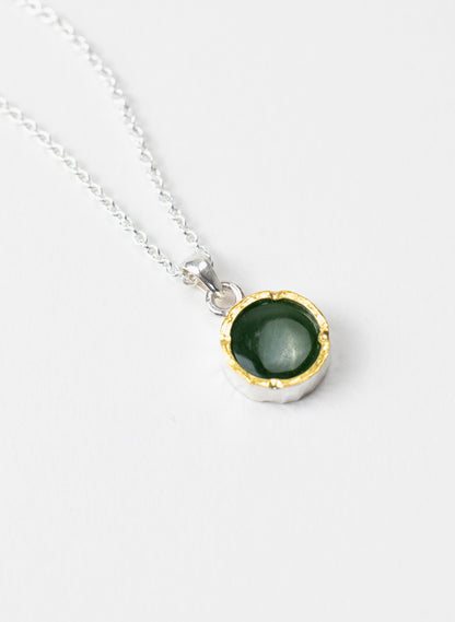 Round Pounamu Pendant with 22ct Gold