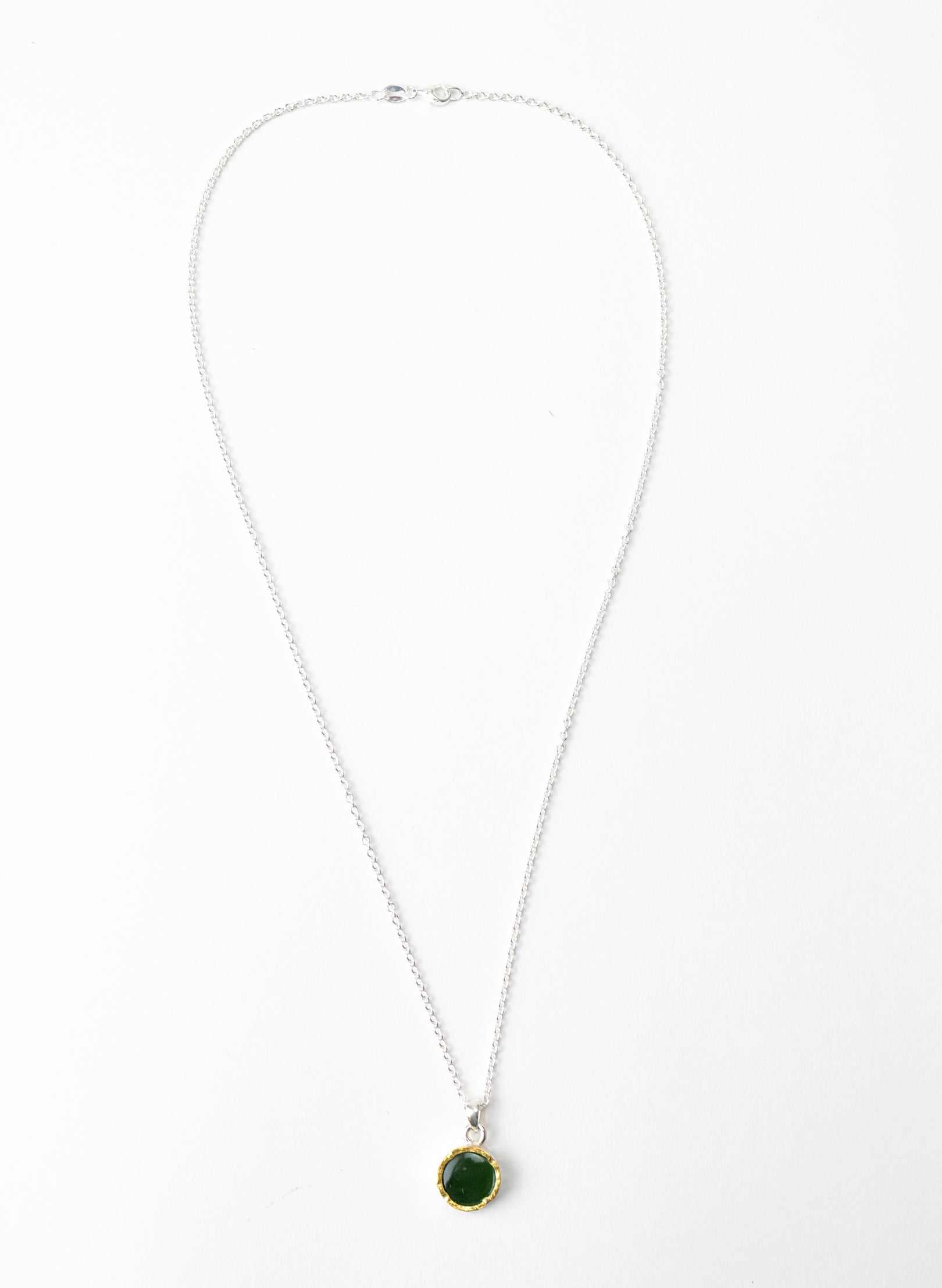 Round Pounamu Pendant with 22ct Gold