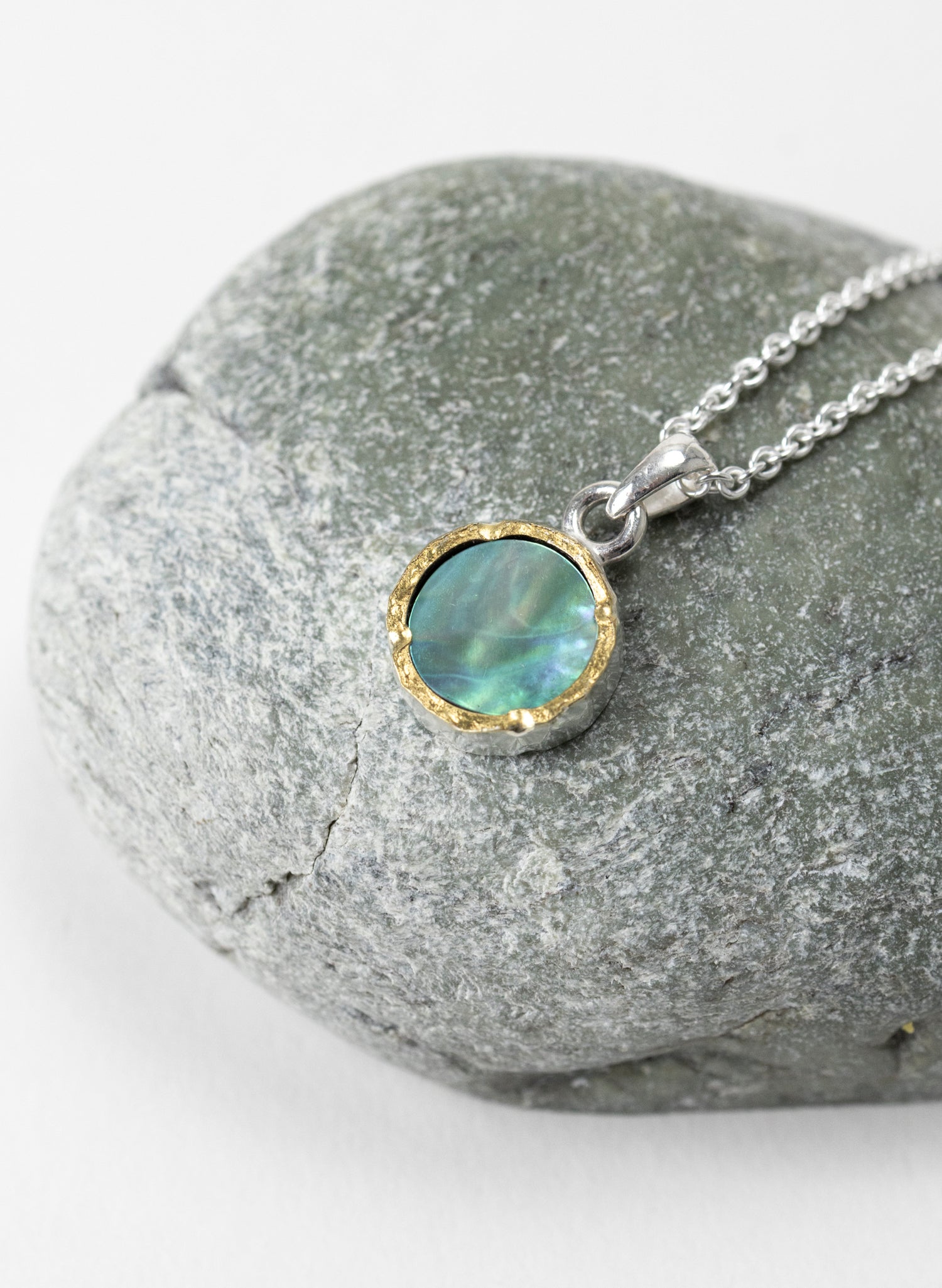 Round Paua Pendant with 22ct Gold