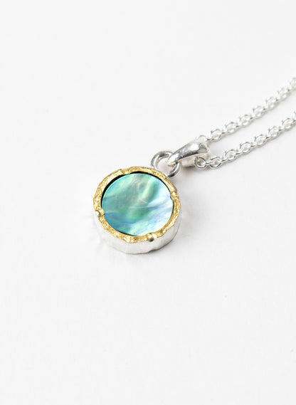 Round Paua Pendant with 22ct Gold