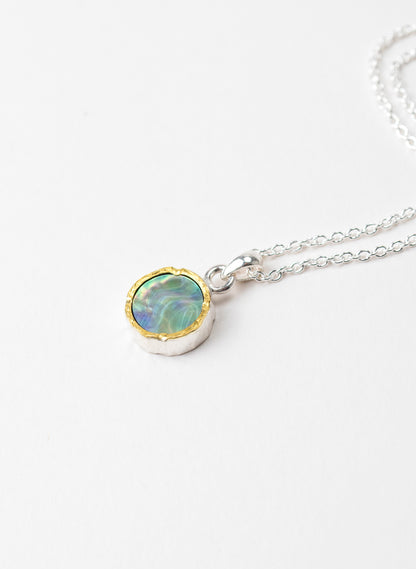 Round Paua Pendant with 22ct Gold