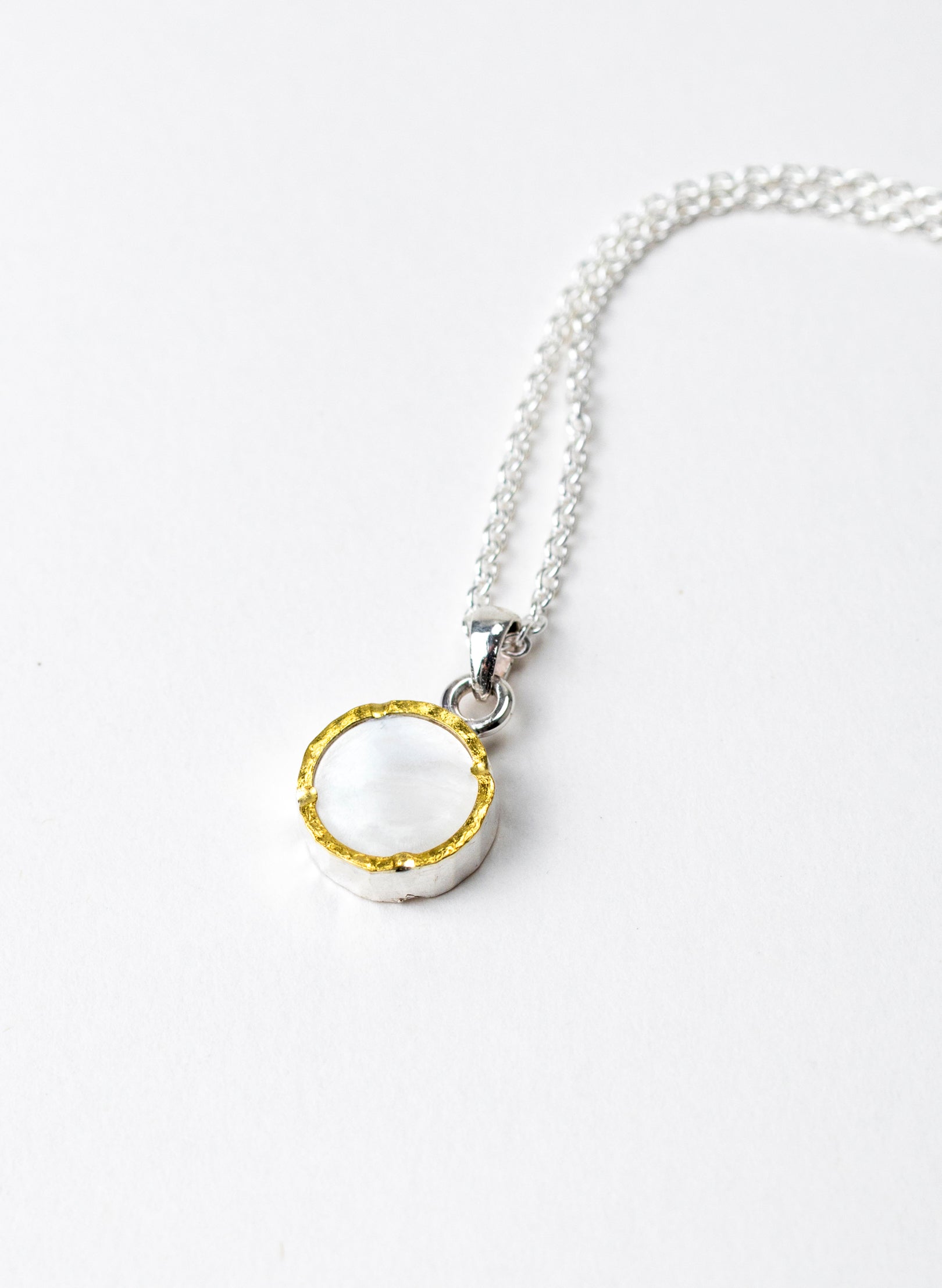 Round Mother of Pearl Pendant with 22ct Gold
