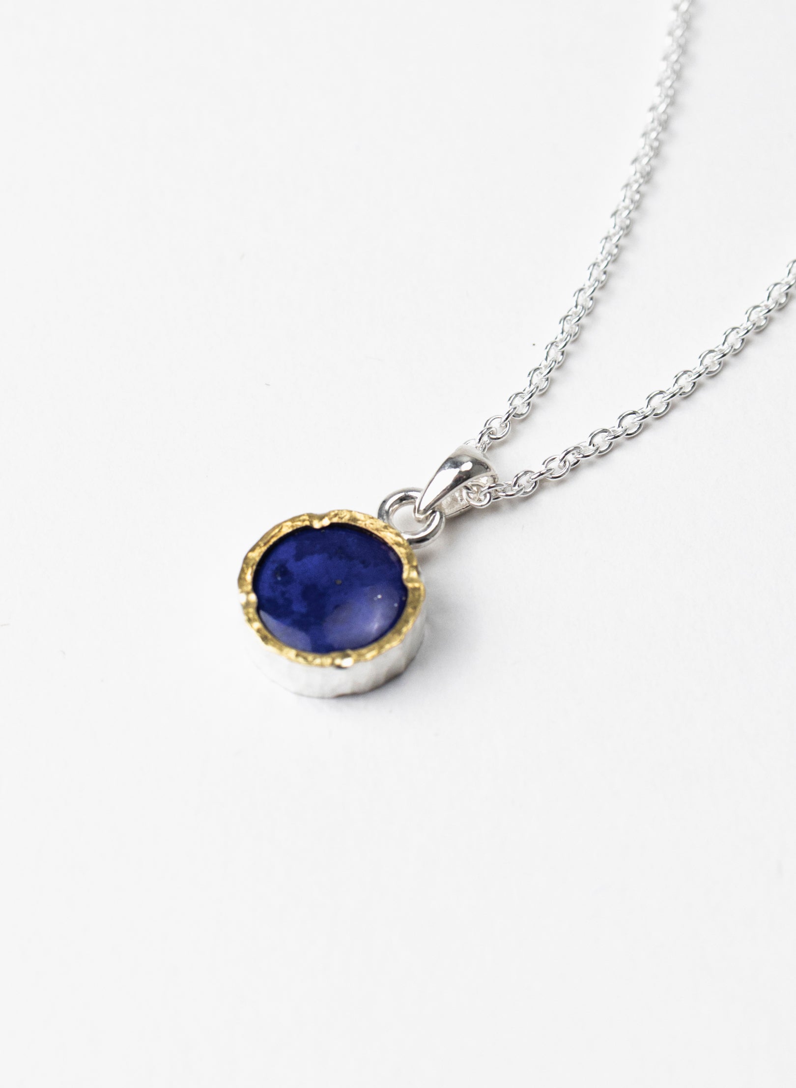 Round Lapis Pendant with 22ct Gold