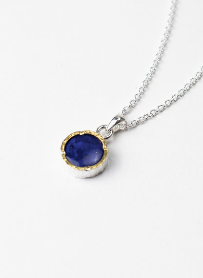 Round Lapis Pendant with 22ct Gold