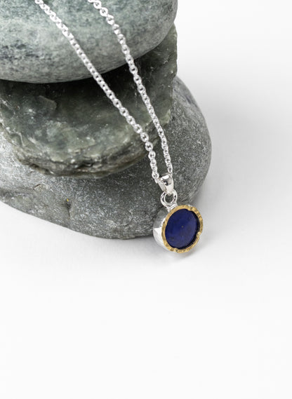 Round Lapis Pendant with 22ct Gold