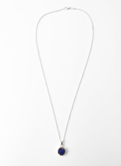 Round Lapis Pendant with 22ct Gold
