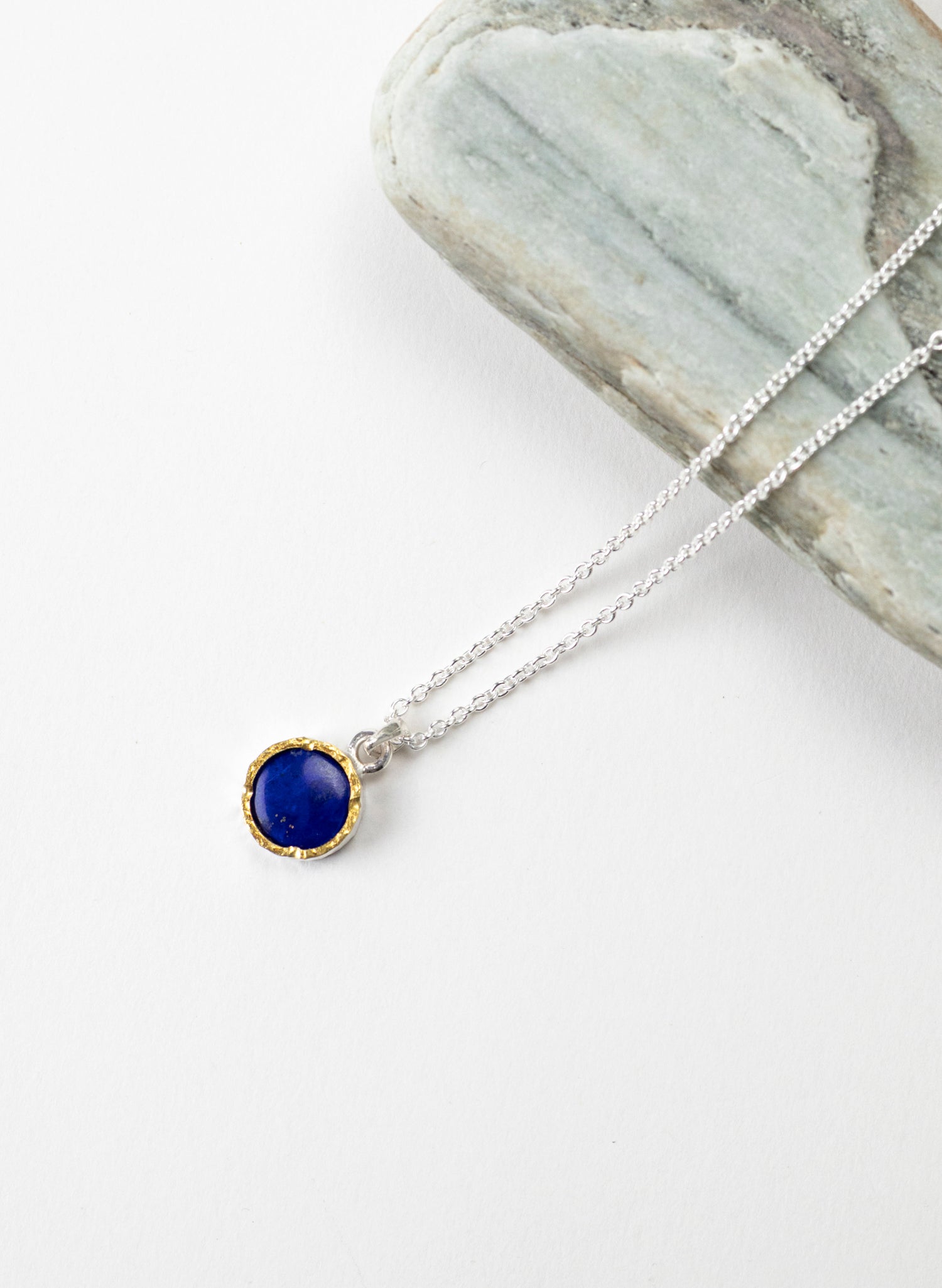 Round Lapis Pendant with 22ct Gold