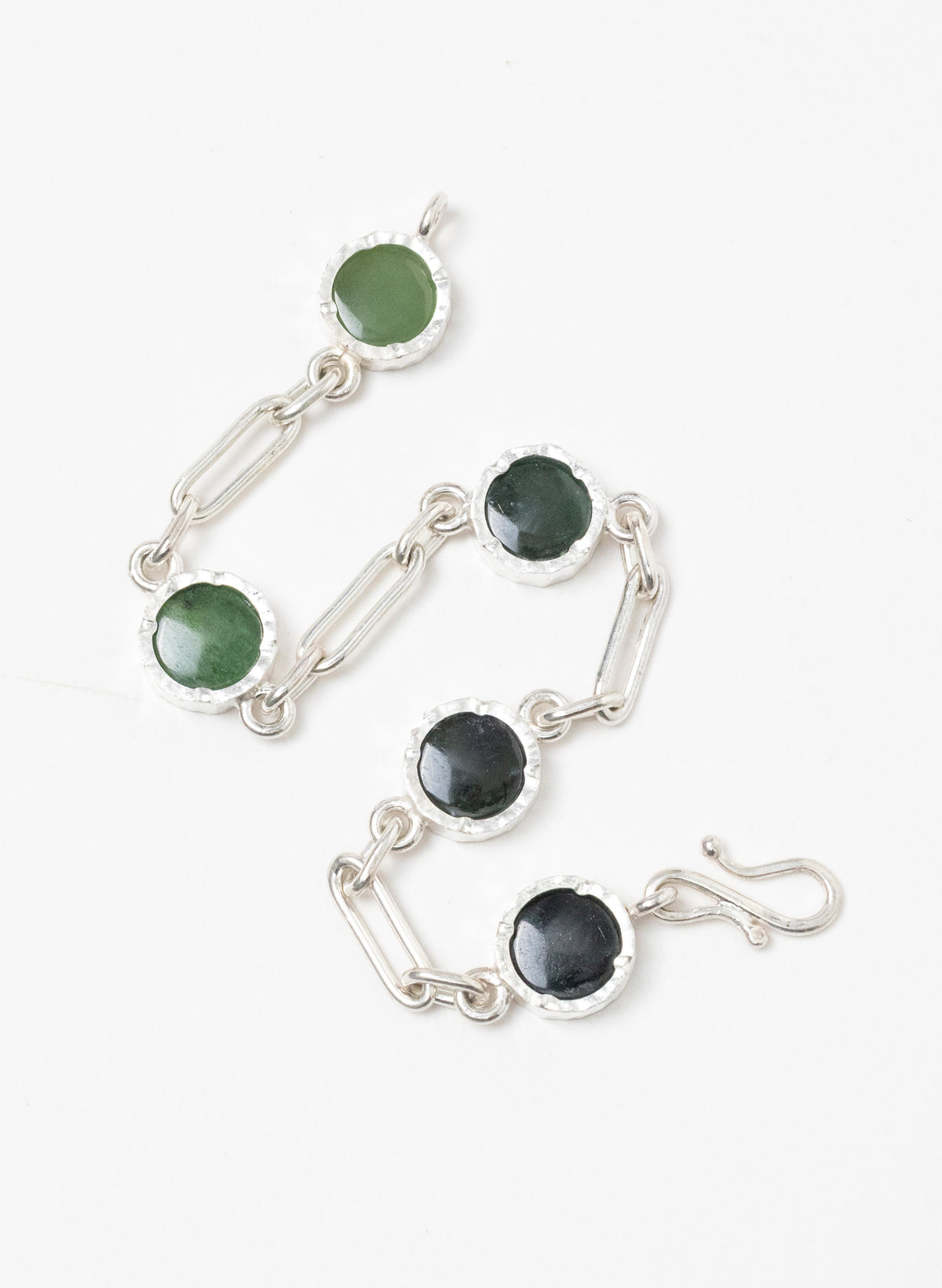 5 Stone Pounamu Bracelet - Sterling Silver