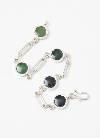 5 Stone Pounamu Bracelet - Sterling Silver