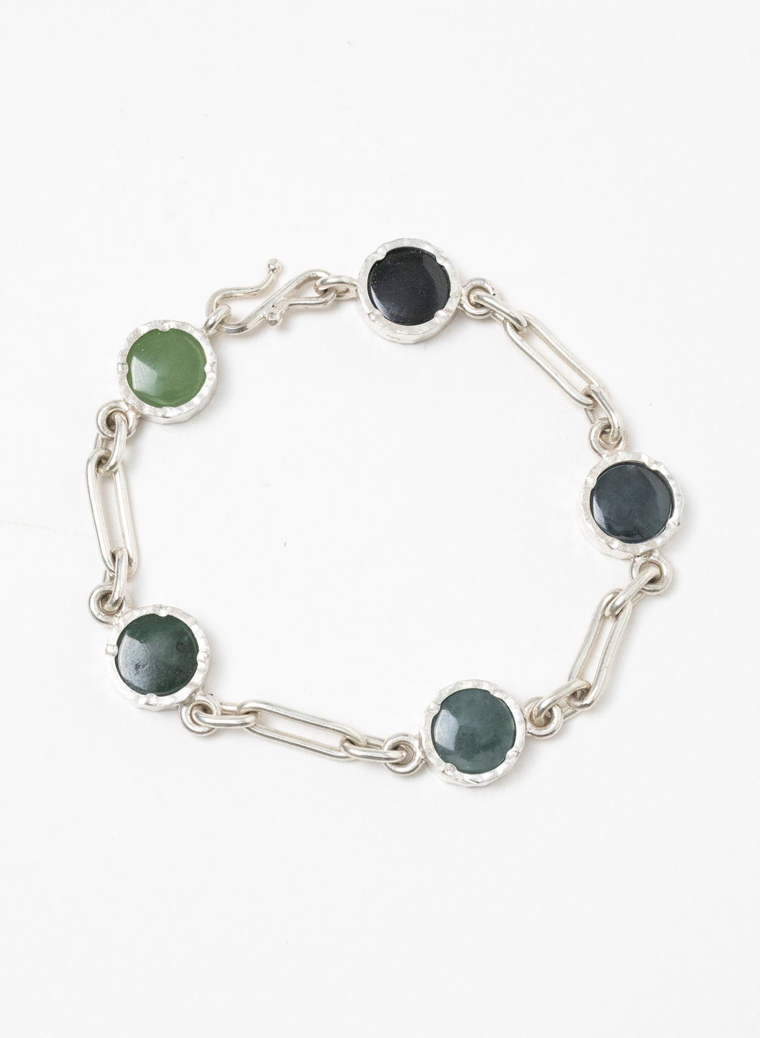 5 Stone Pounamu Bracelet - Sterling Silver