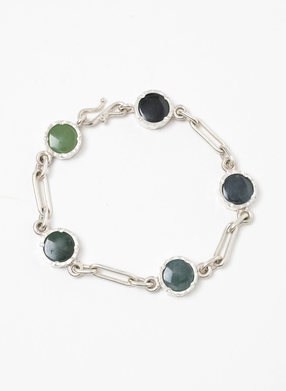 5 Stone Pounamu Bracelet - Sterling Silver