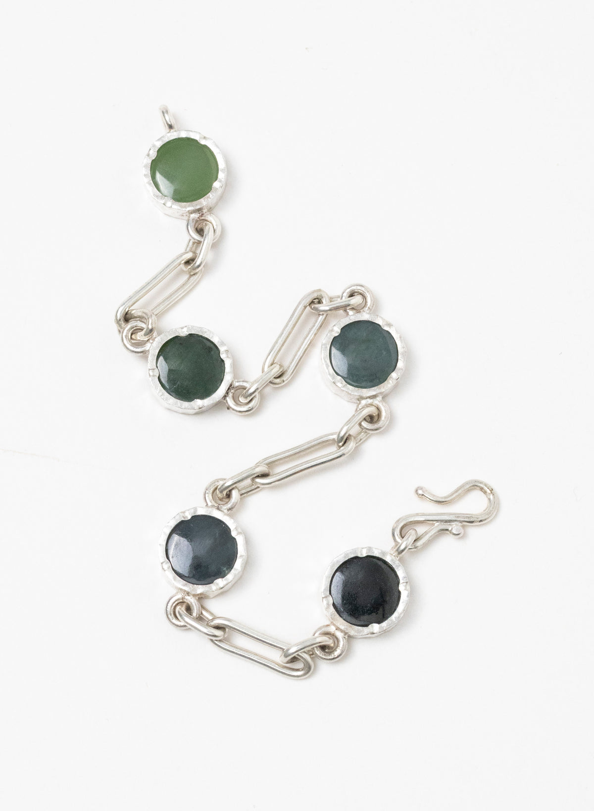 5 Stone Pounamu Bracelet - Sterling Silver