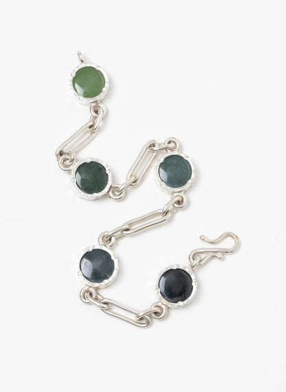 5 Stone Pounamu Bracelet - Sterling Silver