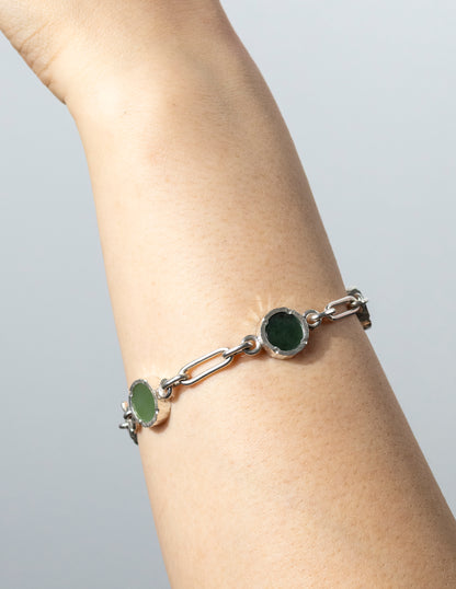5 Stone Pounamu Bracelet - Sterling Silver