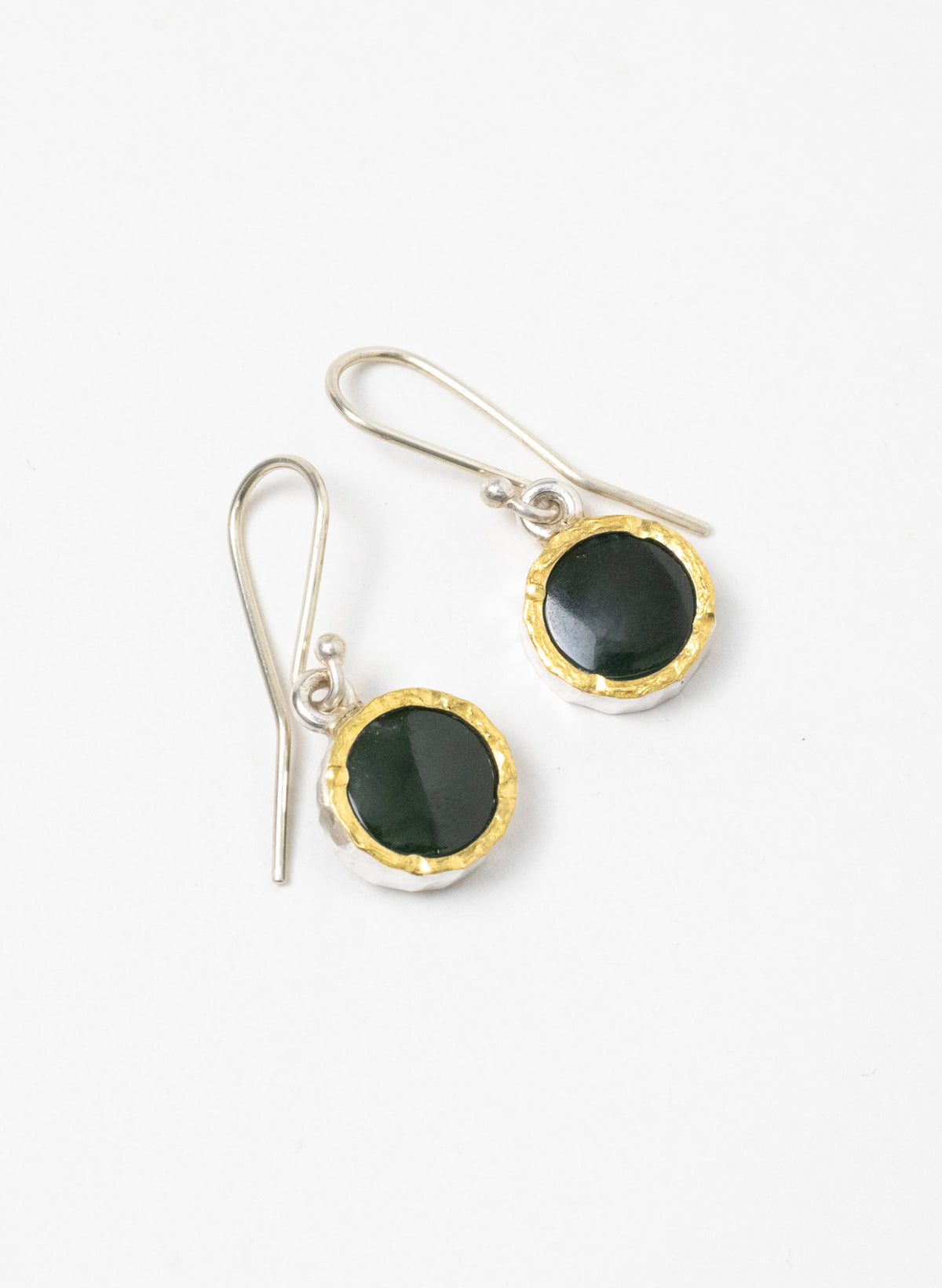 Round Pounamu Earrings with 22ct Gold