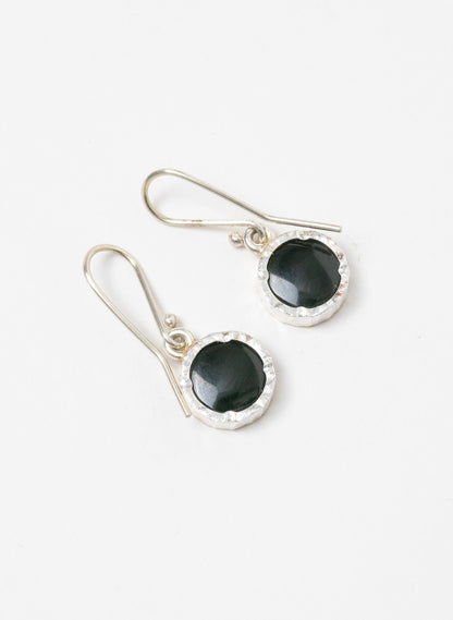 Round Pounamu Earrings with 22ct Gold
