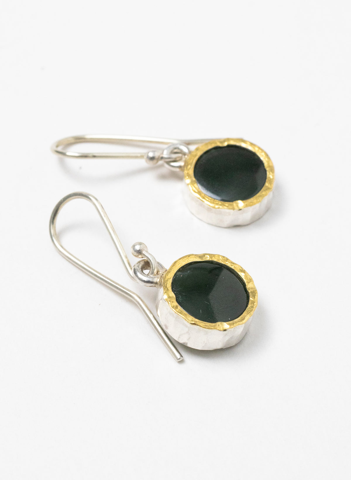 Round Pounamu Earrings with 22ct Gold