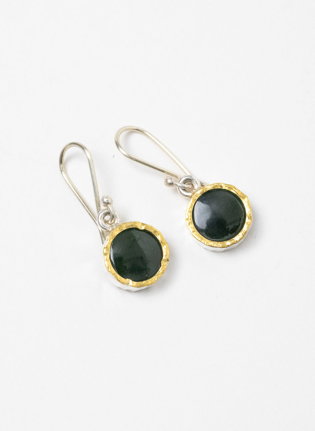 Round Pounamu Earrings with 22ct Gold
