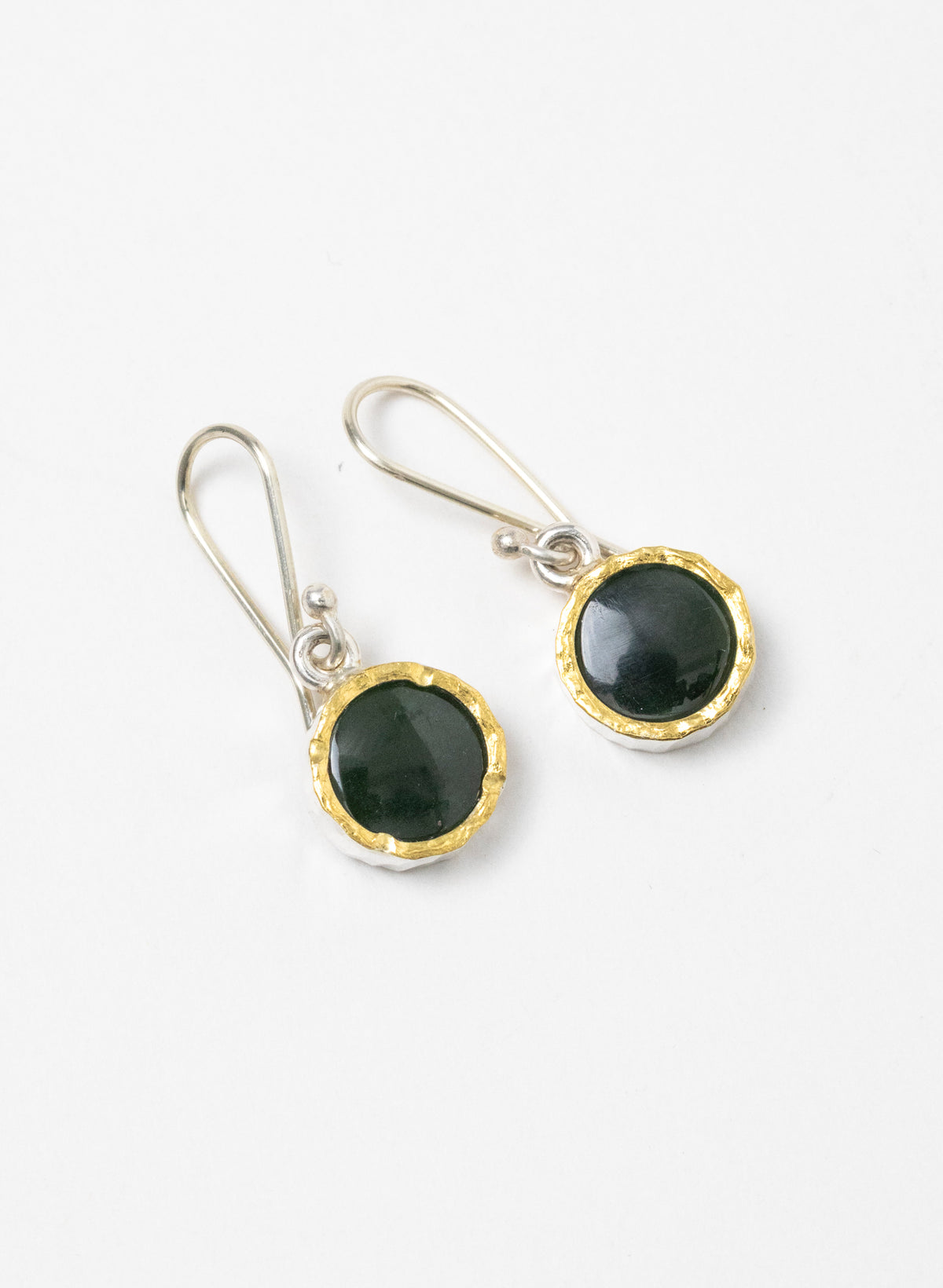 Round Pounamu Earrings with 22ct Gold