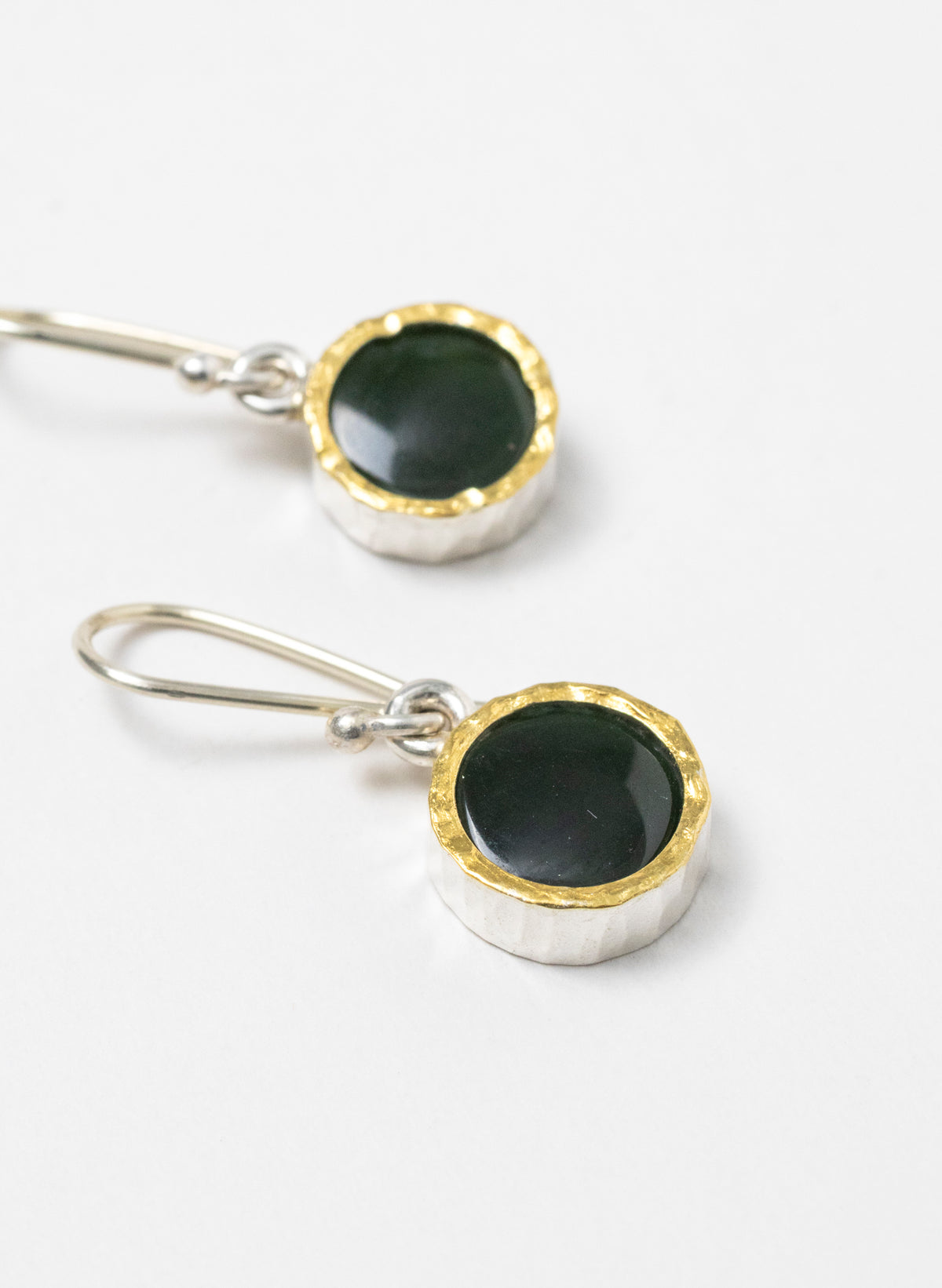 Round Pounamu Earrings with 22ct Gold