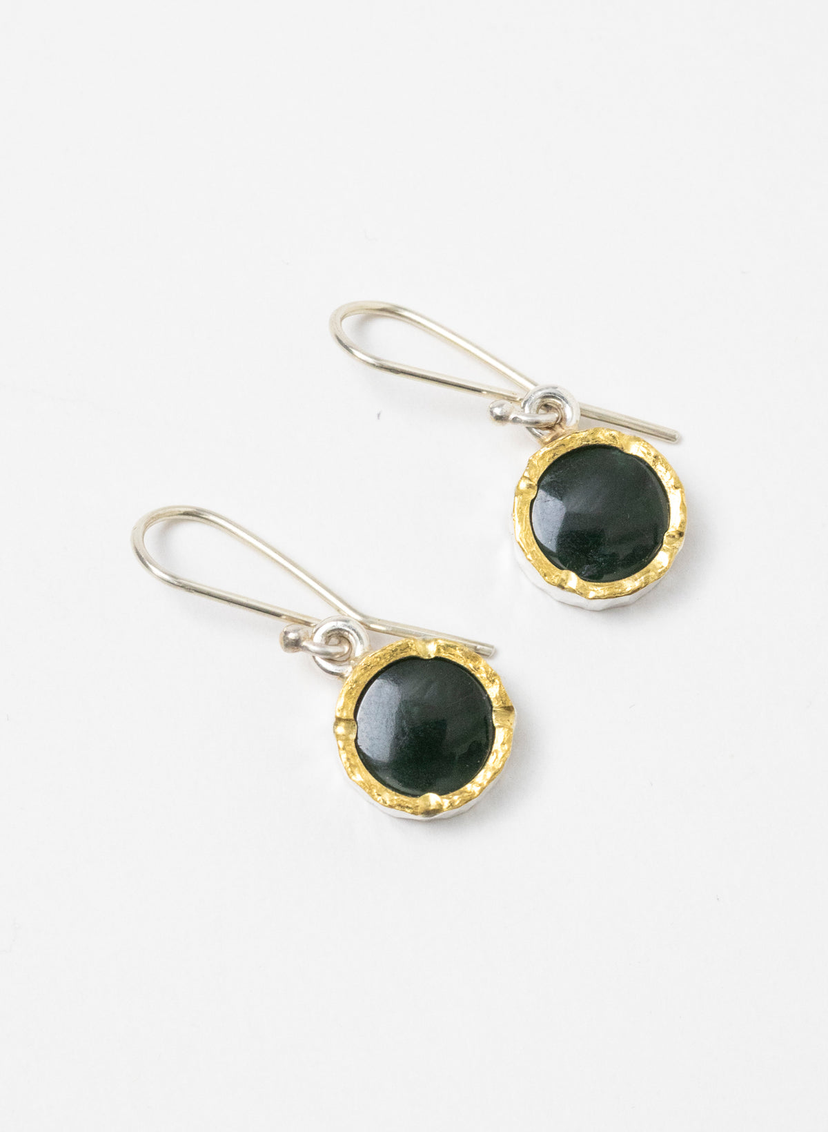 Round Pounamu Earrings with 22ct Gold