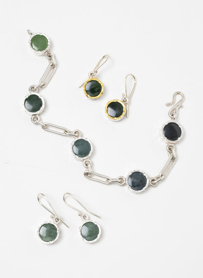 Round Pounamu Earrings with 22ct Gold