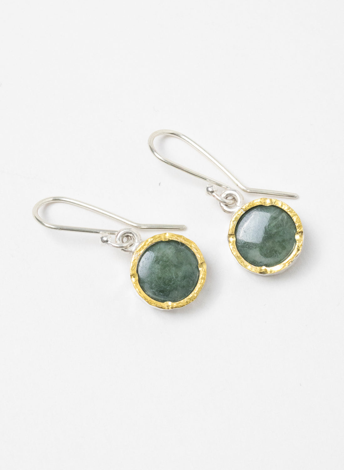 Round Pounamu Earrings with 22ct Gold