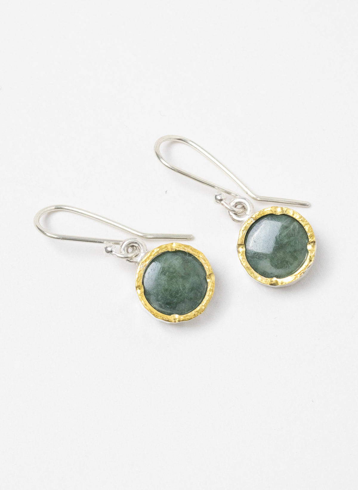 Round Pounamu Earrings with 22ct Gold