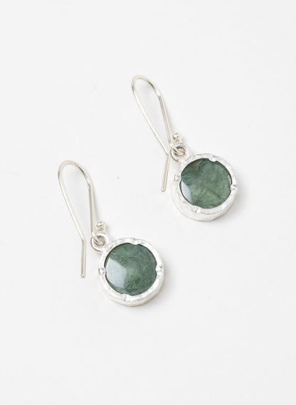 Round Pounamu Earrings with 22ct Gold