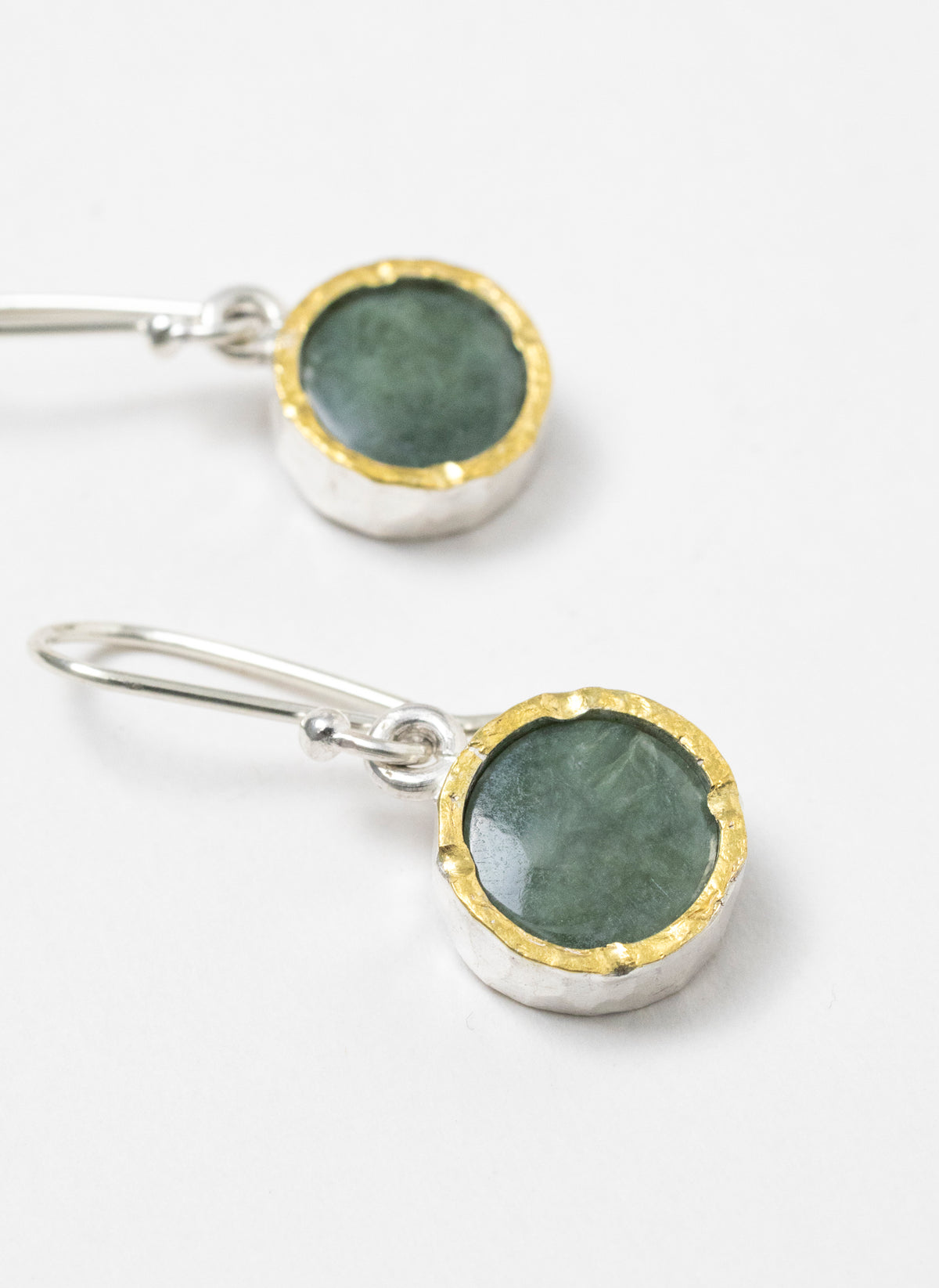 Round Pounamu Earrings with 22ct Gold
