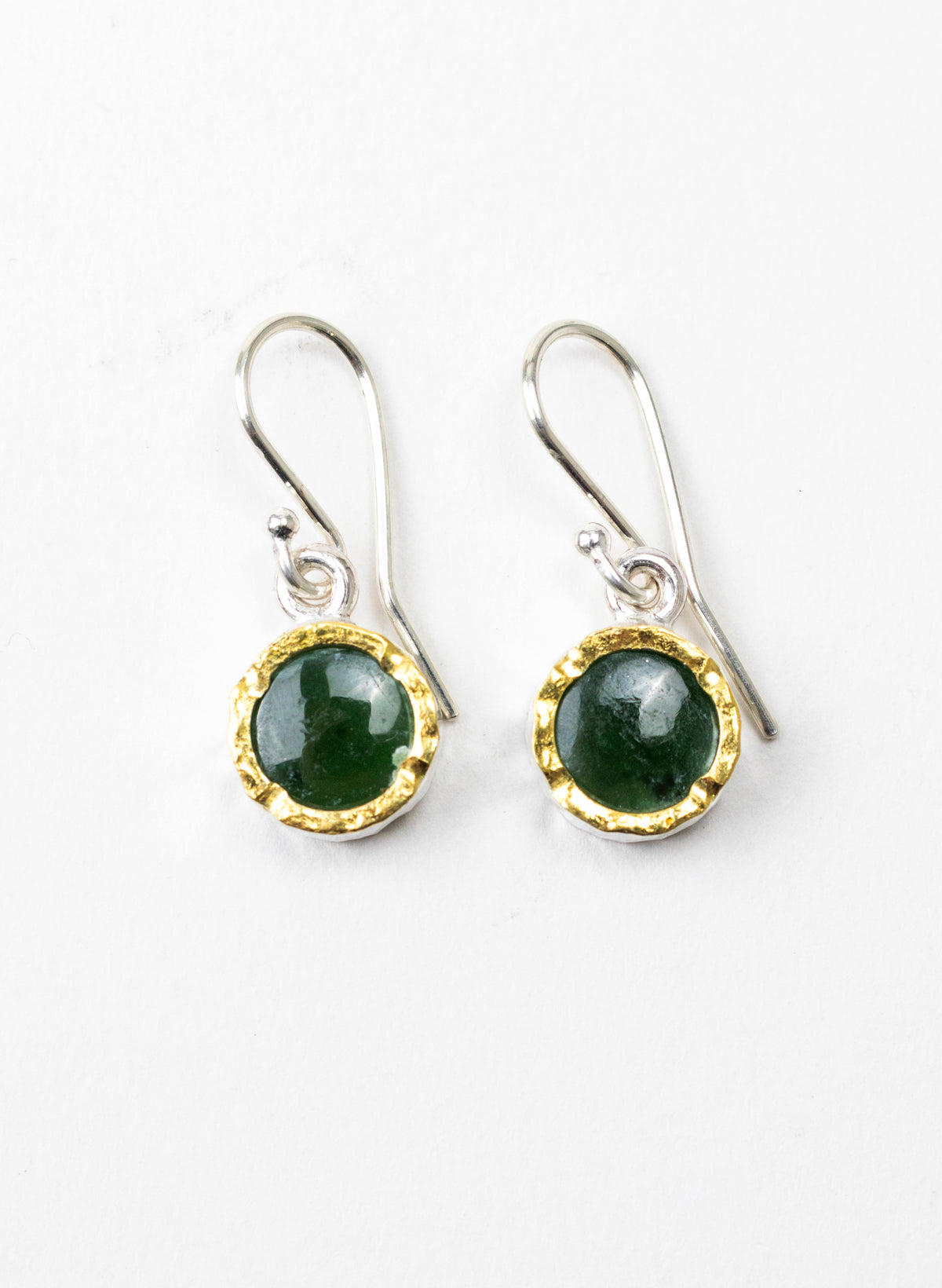 Small Round Pounamu Earrings with 22ct Gold