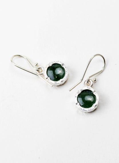 Small Round Pounamu Earrings with 22ct Gold
