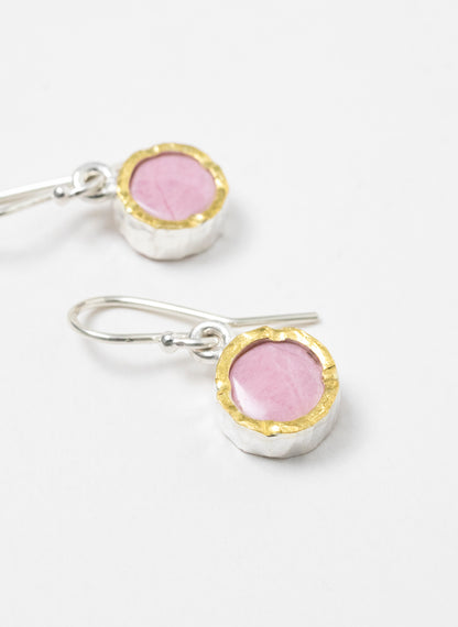 Small Round Silver and Rhodinite Earrings with 22ct Gold