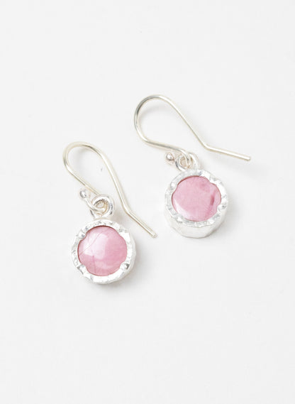 Small Round Silver and Rhodinite Earrings