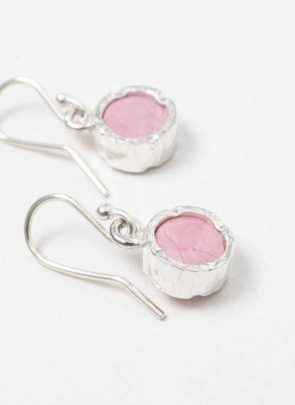Small Round Silver and Rhodinite Earrings