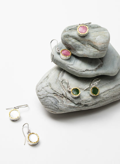 Round Rhodinite Earrings