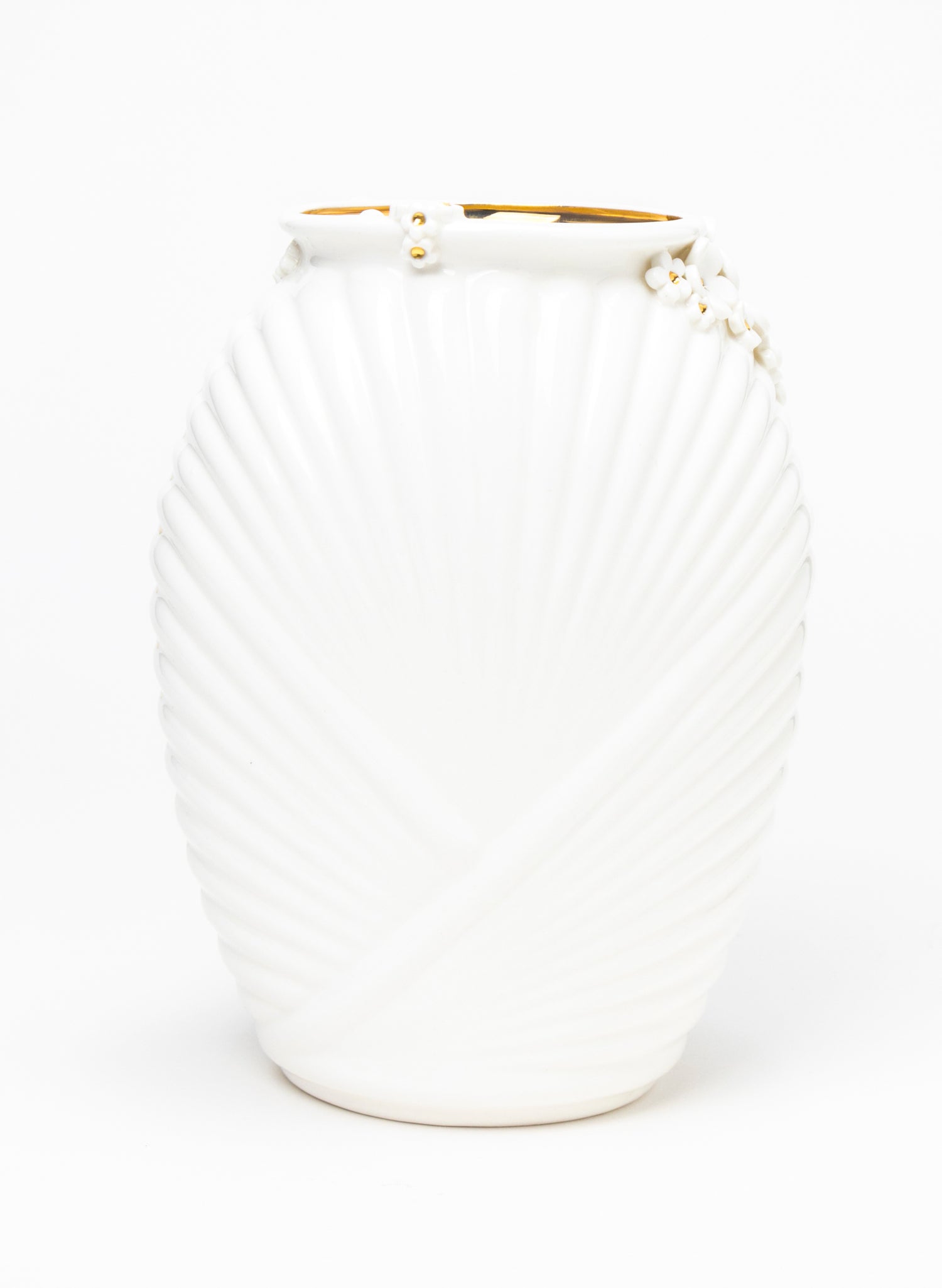 XL Deco Vase - White and Gold Flowers