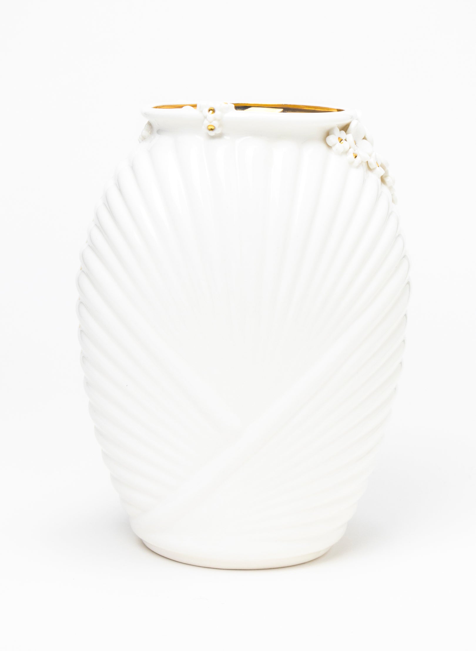 XL Deco Vase - White and Gold Flowers