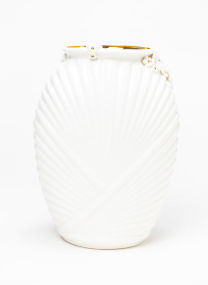 XL Deco Vase - White and Gold Flowers