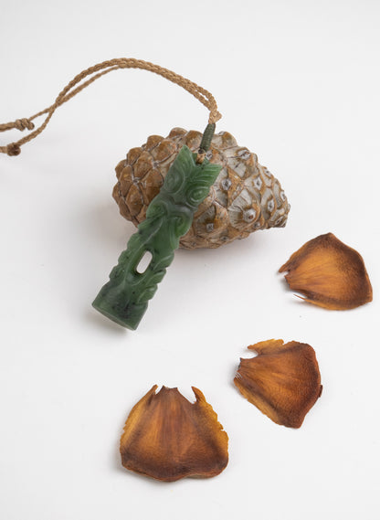 Pounamu Tiki Pou Pendant