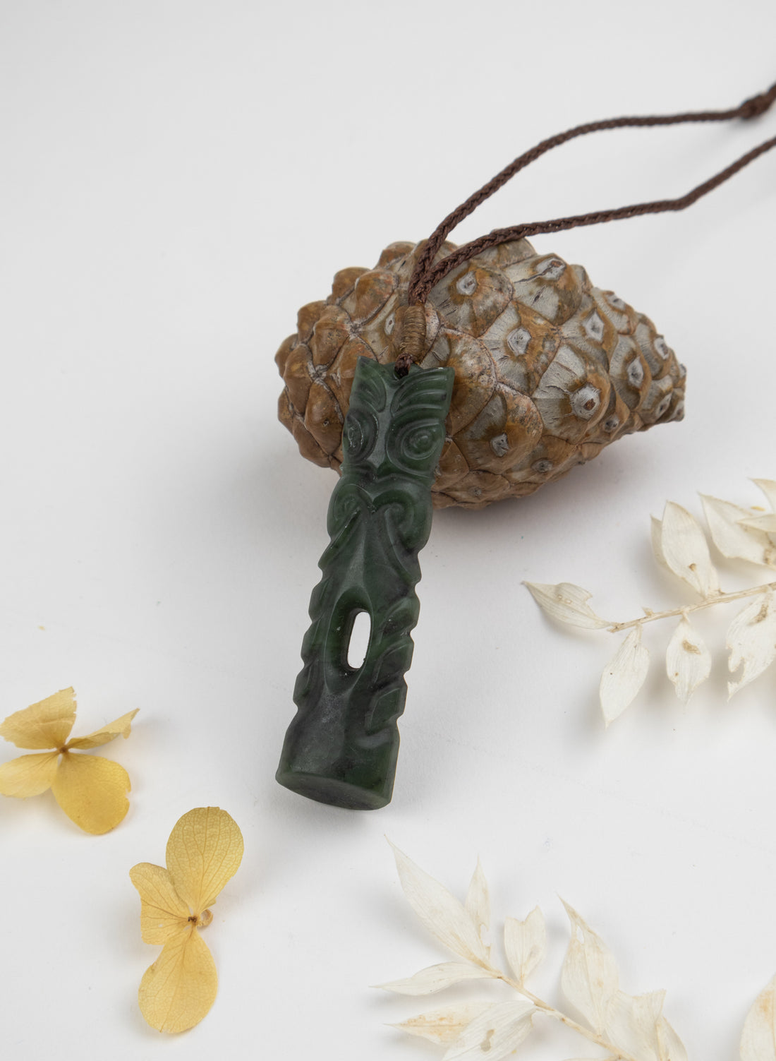 Pounamu Tiki Pou Pendant