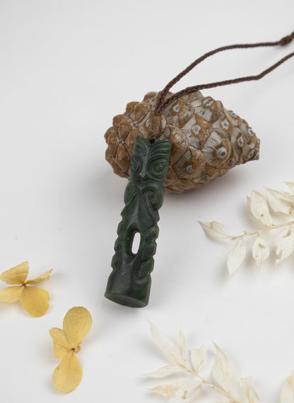 Pounamu Tiki Pou Pendant