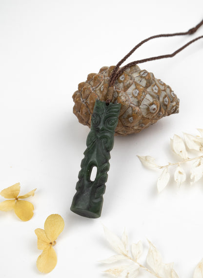 Pounamu Tiki Pou Pendant