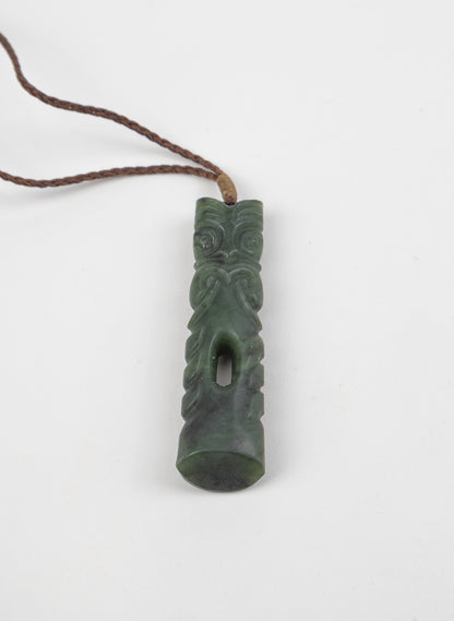 Pounamu Tiki Pou Pendant