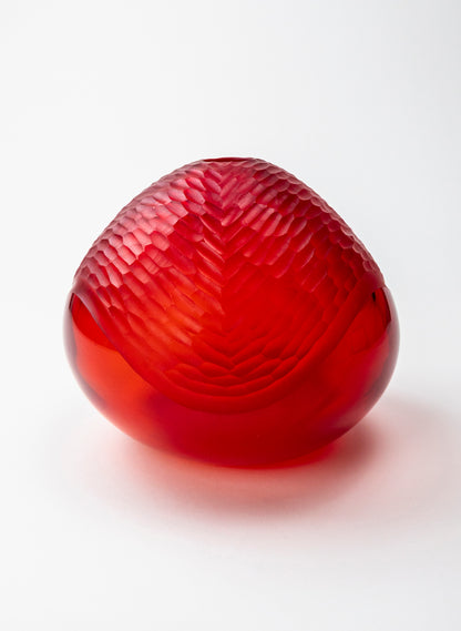 Scarlet Red Carved Vessel